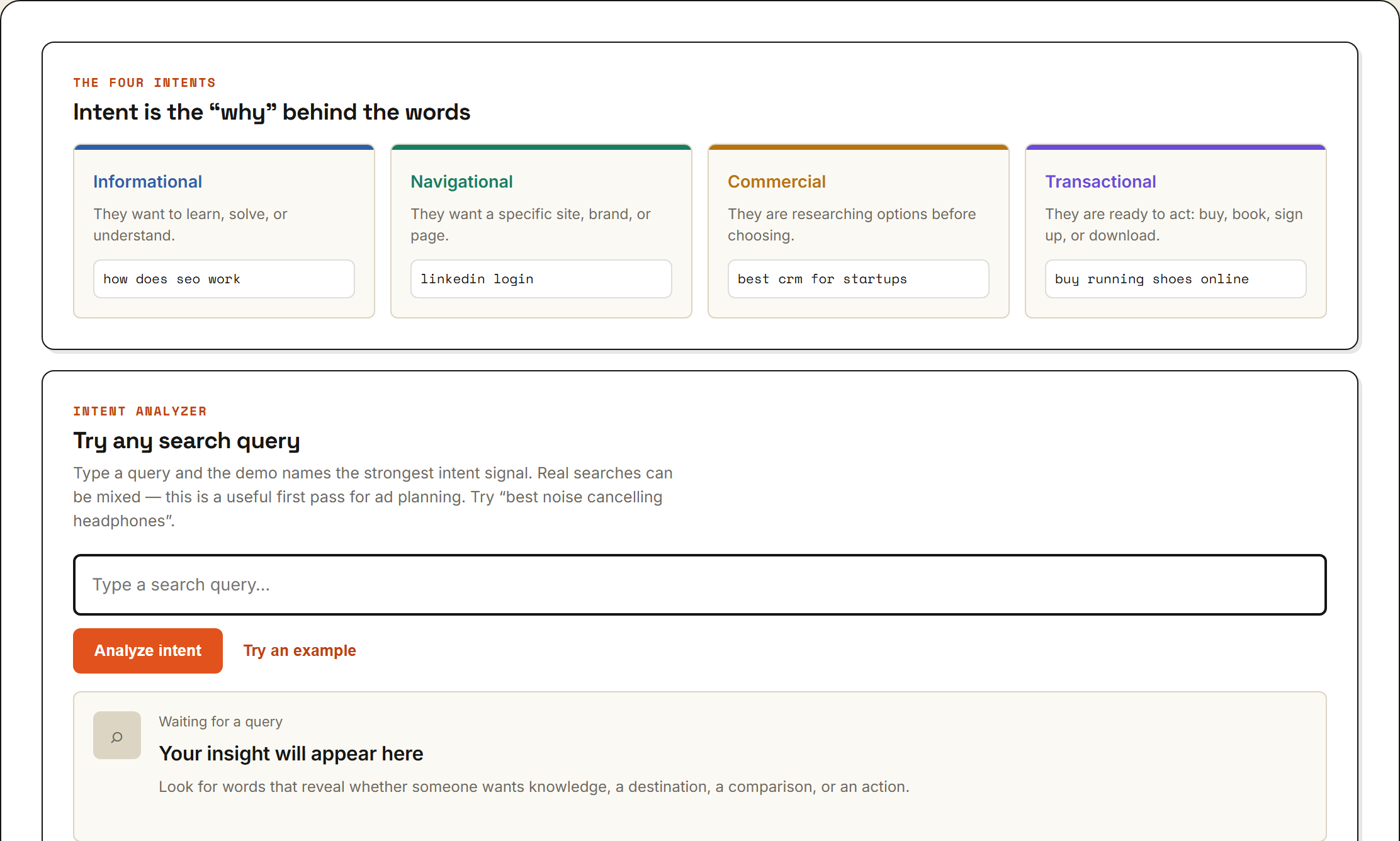 Search Intent Classifier preview