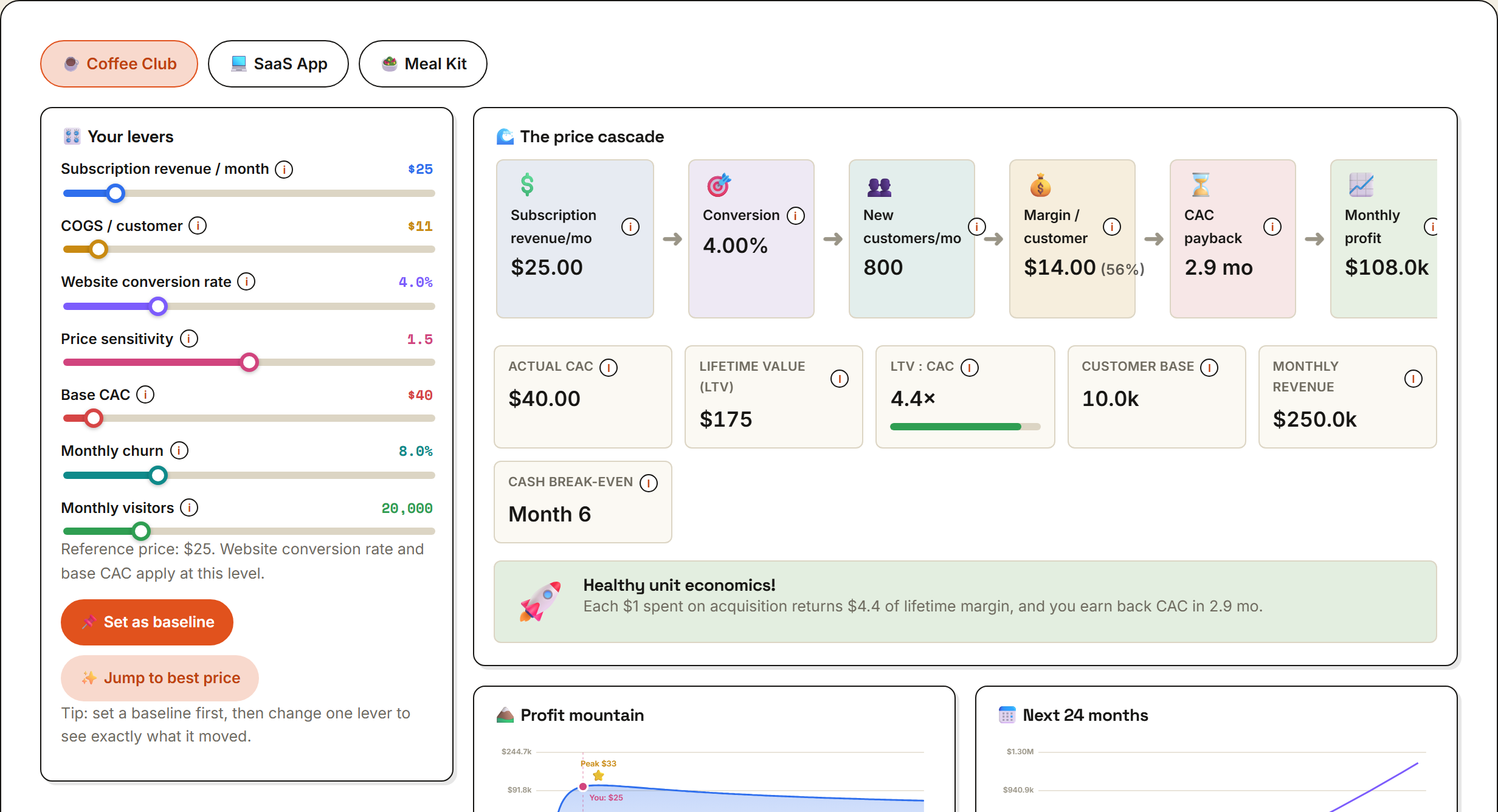Unit Economics Explorer preview